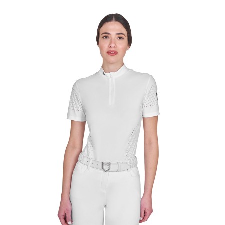 T-shirt donna concorso in tessuto con microfori