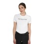 T-shirt donna in cotone logo laminato