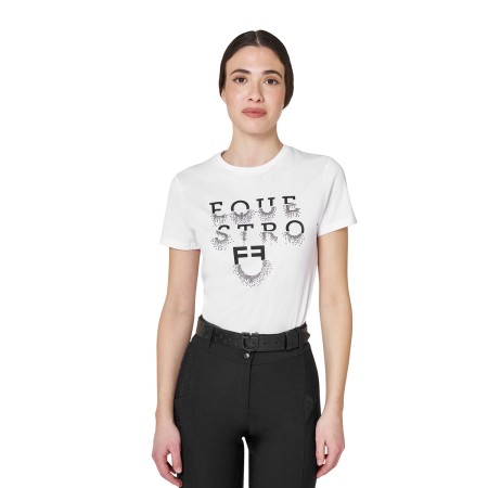 T-shirt donna in cotone con Strass
