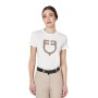 T-shirt donna in cotone logo Marrone-Verde