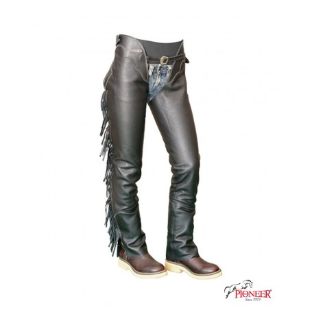 Chaps Pioneer in pelle con frange