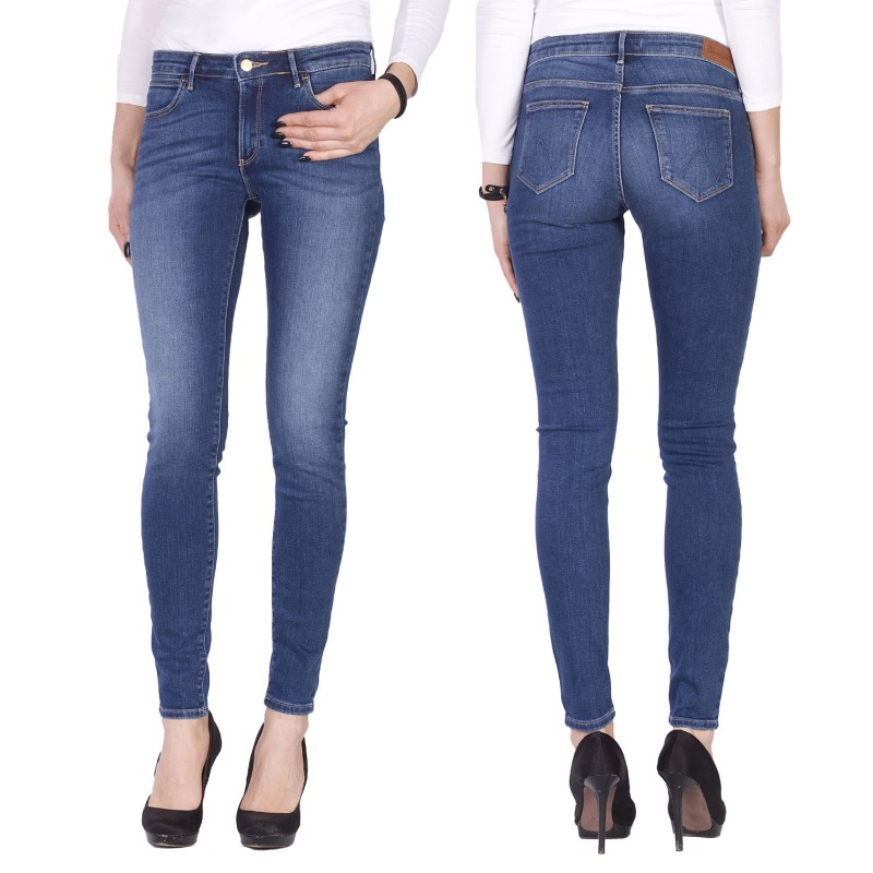 Jeans Slim Wrangler Donna - Vita Alta - 80% Cotone - Made Bangladesh
