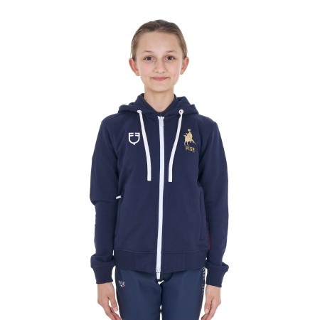 Felpa unisex bambini con cappuccio Equestro X FISE