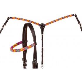 Completo briglia e pettorale Western Perline Multicolore