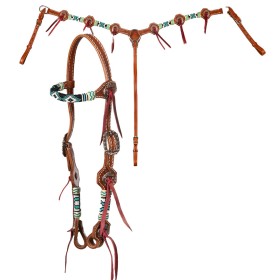 Completo briglia e testiera Western Blue Star
