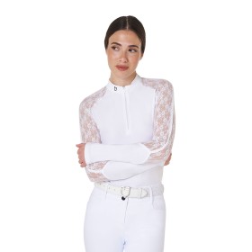 Polo donna con maniche in pizzo