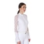 Polo donna con maniche in pizzo