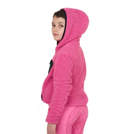 Felpa bambina in pile ricciolo con zip